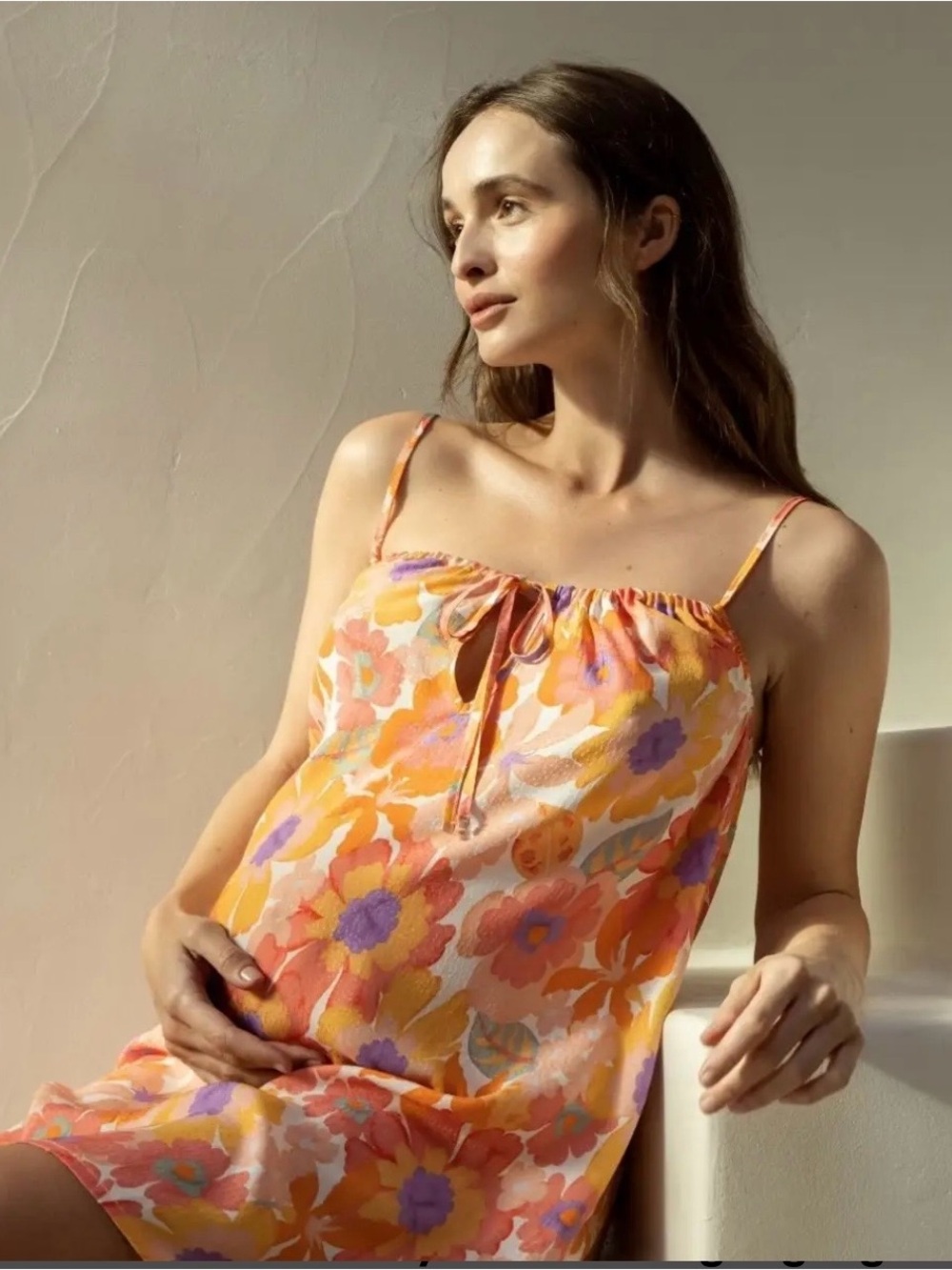 Cache Coeur Orange Floral Barbara Maternity Nursing Nightgown Chemise